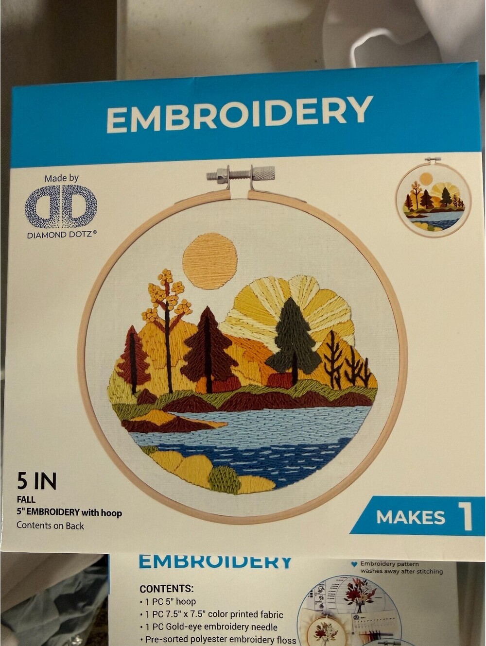 Diamond Dotz 5-Inch Fall Embroidery Kit with Hoop